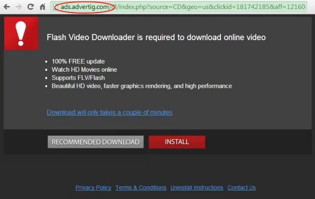 One of the landing pages related to Ads.advertig.com
