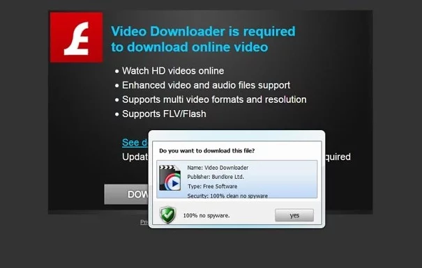 Spoof file download prompt generated by Moatads adware
