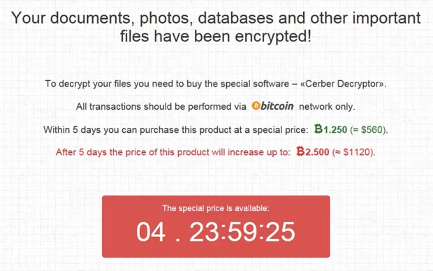 The ransom demand and deadline countdown The ransom demand and deadline countdown