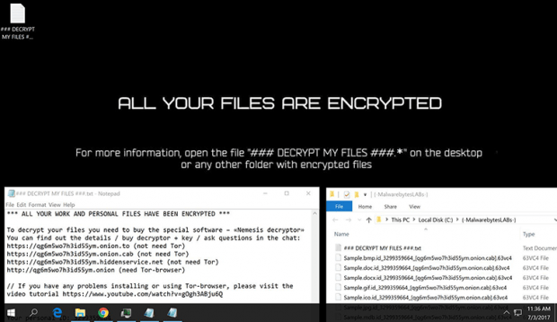 This is what the Cry36 / Nemesis ransomware attack looks like
