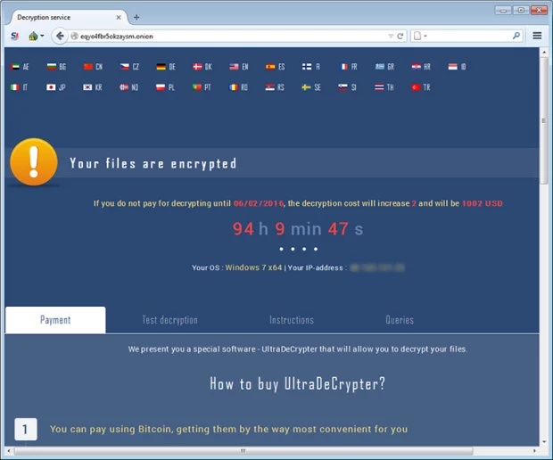 Decryption service suggested by authors of .crypz virus
