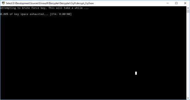 Cry9 Decryptor brute-forcing the key Cry9 Decryptor brute-forcing the key