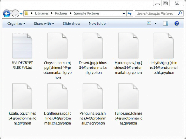 Encrypted files with .gryphon extension