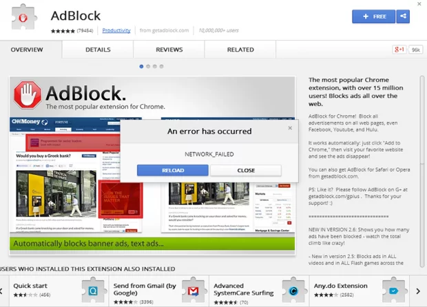 Epicunitscan.info causing NETWORK_FAILED error messages to pop up