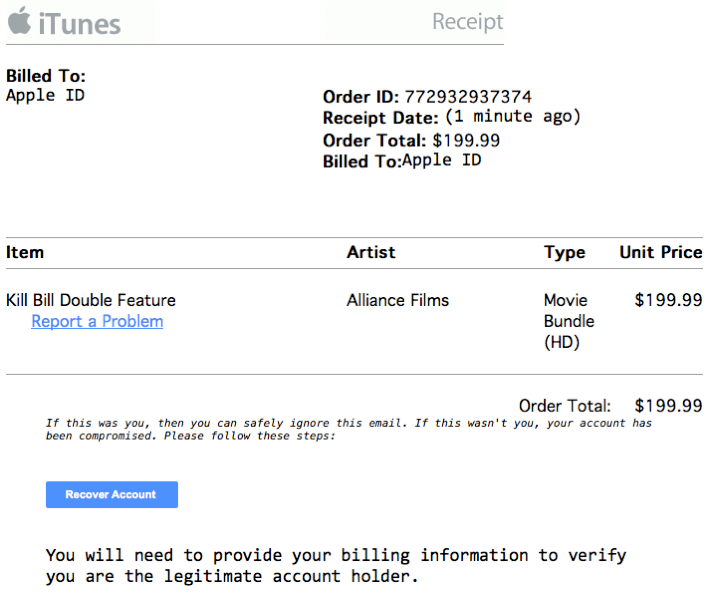apple receipts email scam