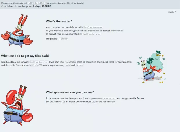 GandCrab 5.1.0 payment page