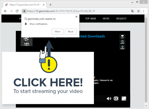 Geomoks redirect virus lures victims into allowing notifications