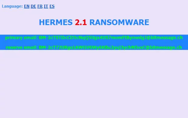Hermes 2.1 ransom note Hermes 2.1 ransom note