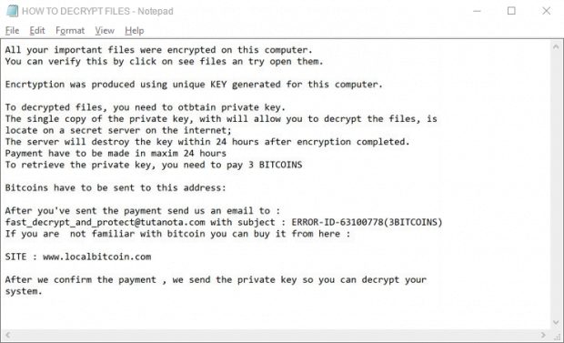 HOW TO DECRYPT FILES.txt ransom how-to added by .fast_decrypt_and_protect@tutanota.com ransomware