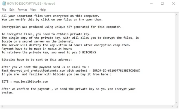 HOW TO DECRYPT FILES.txt ransom how-to added by .fast_decrypt_and_protect@tutanota.com ransomware HOW TO DECRYPT FILES.txt ransom how-to added by .fast_decrypt_and_protect@tutanota.com ransomware