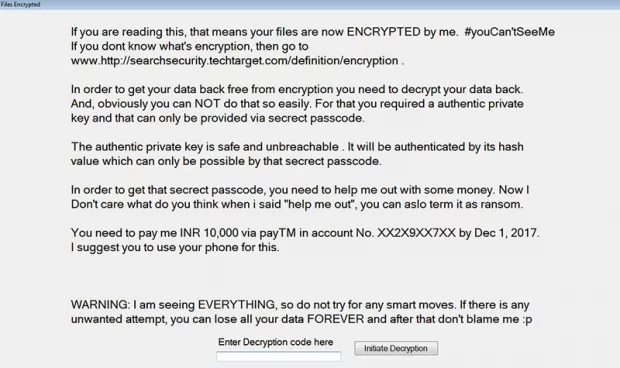 Rescue note dropped by iGotYou ransomware Rescue note dropped by iGotYou ransomware