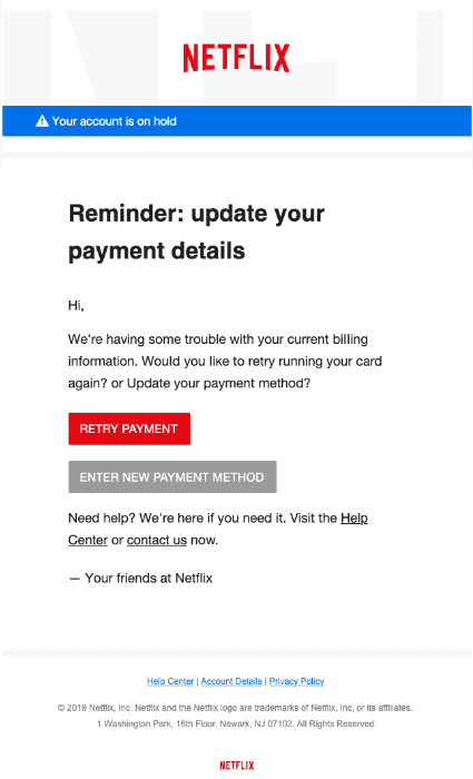 Fraudsters trying to obtain Netflix user’s payment details