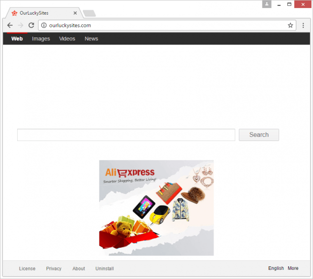 OurLuckySites homepage visited due to malware tampering with browser defaults