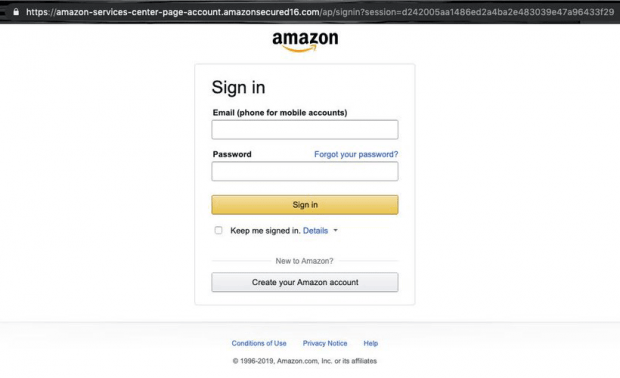 Phony Amazon login form