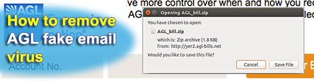 AGL electricity bill email scam infecting with Cryptolocker virus