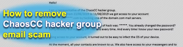 Remove “ChaosCC hacker group” email scam