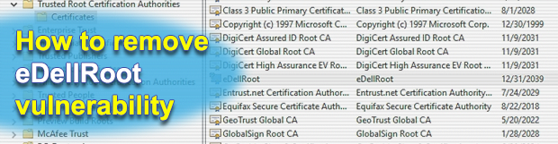 Remove eDellRoot certificate vulnerability on a Dell computer