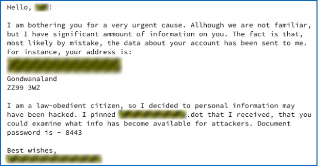 Rogue email with malicious .dot file on board