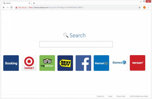 Search.ydserp.com, the rogue search engine propped by WebDiscover Browser virus