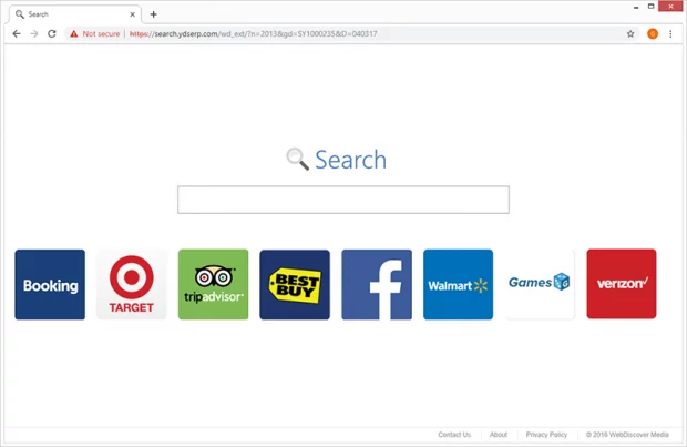 Search.ydserp.com, the rogue search engine propped by WebDiscover Browser virus