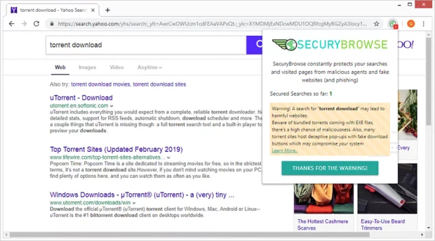 SecuryBrowse Chrome extension SecuryBrowse Chrome extension