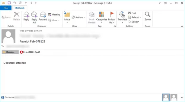 Spam email spreading the GandCrab ransomware