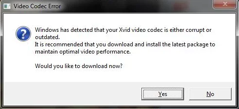 Bogus 'Video Codec Error' popup Bogus 'Video Codec Error' popup