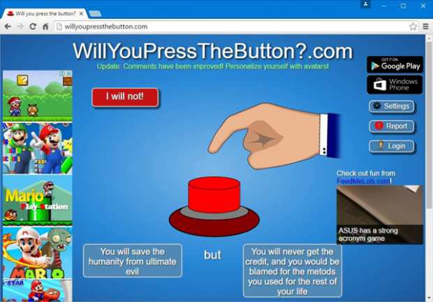 WillYouPressTheButton.com site