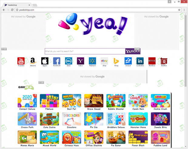 Yeadesktop.com, homepage of the adware